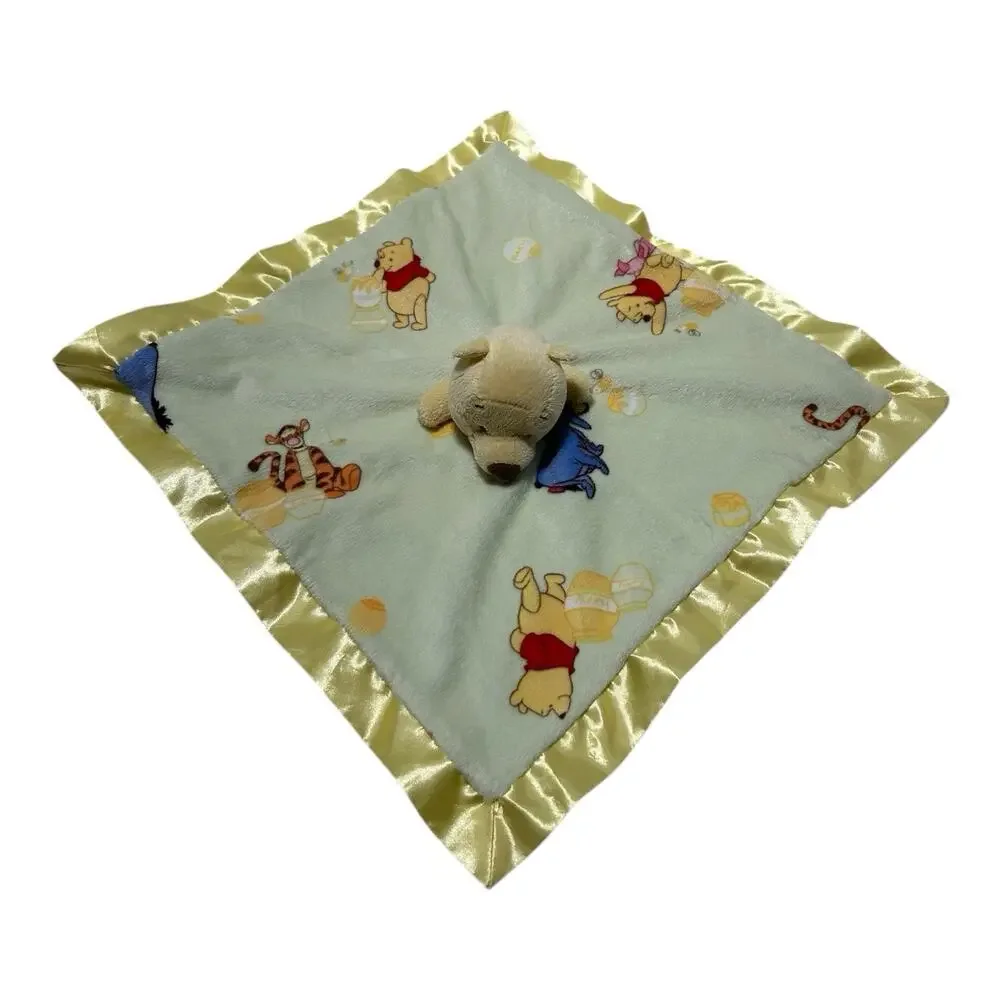 Disney Baby Yellow Winnie The Pooh Baby Lovey Plush Satin Edge